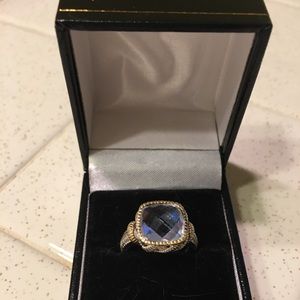 JUDITH RIPKA 14 K GOLD -925 SS TOPAZ RING Sz. 6.5
